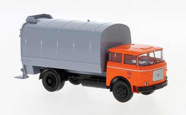 1970 LIAZ Garbage Truck - Assembled -- Stadtwirtschaft Rostock (orange, gray, German Lettering)