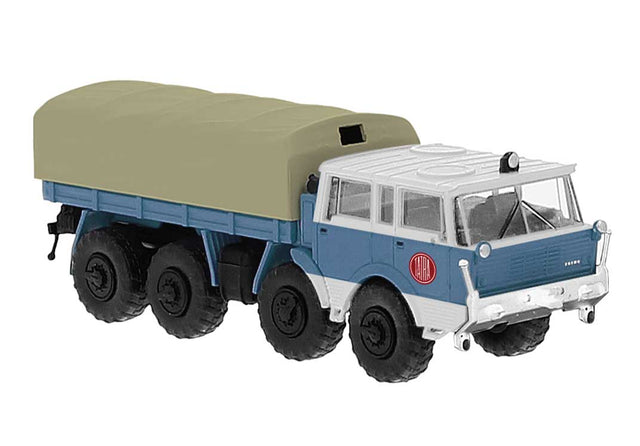 1968 Tatra 813 Koloss Low-Side Truck - Assembled -- Tatra Fire Department (blue, white, gray, German Lettering)