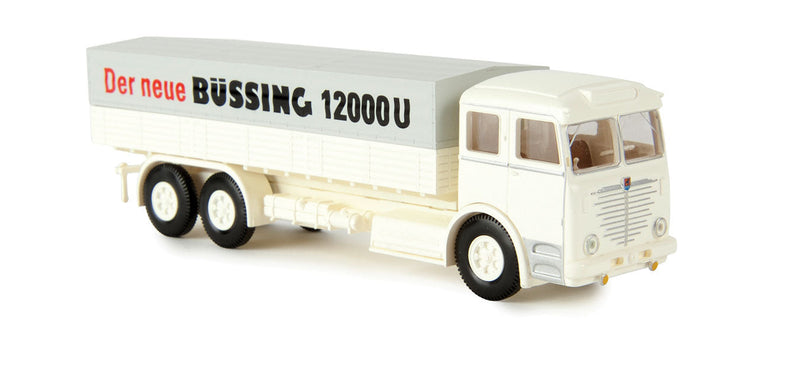1951 Bussing 12000 Low-Side Truck w/Cover - Assembled -- Bussing Demonstrator (ivory, gray, German Lettering)