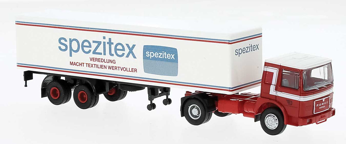 1968 Roman Tractor with Van Trailer - Assembled -- Spezitex (red, white, blue, German Lettering)