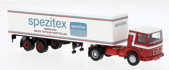 1968 Roman Tractor with Van Trailer - Assembled -- Spezitex (red, white, blue, German Lettering)