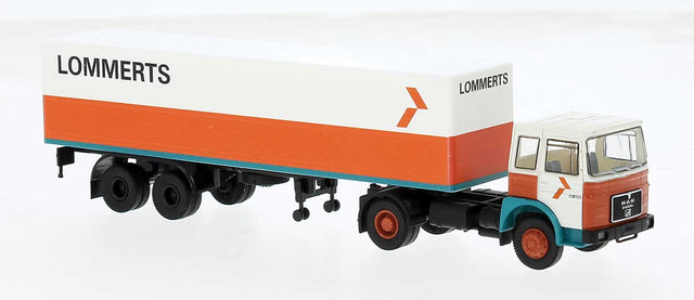 1968 MAN F7 Tractor with Van Trailer - Assembled -- Lommerts (orange, white)