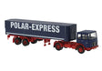 1968 MAN F7 Tractor with Low-Side Covered Trailer - Assembled -- Polar Express (blue, white, red, German Lettering)