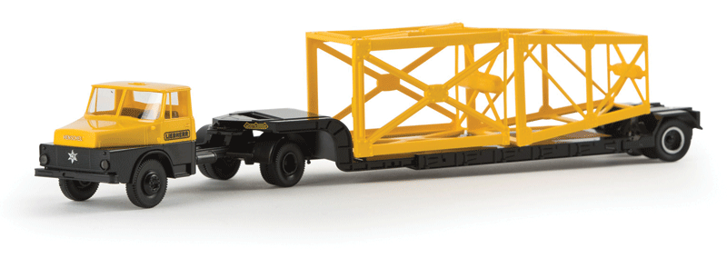 Henschel HS 16 HS Semi w/Drop-Deck Trailer & Load - Assembled -- Liebherr (yellow, black)