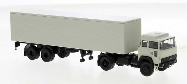 1974 Magirus 310 D16 Tractor with Van Trailer - Assembled -- German Federal Railroad DB (ivory)