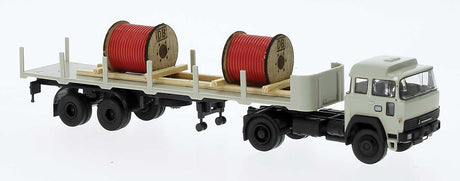 1974 Magirus 310 D SZM Tractor w/Stake Trailer & Load - Assembled -- German Federal Railroad DB (gray, black)
