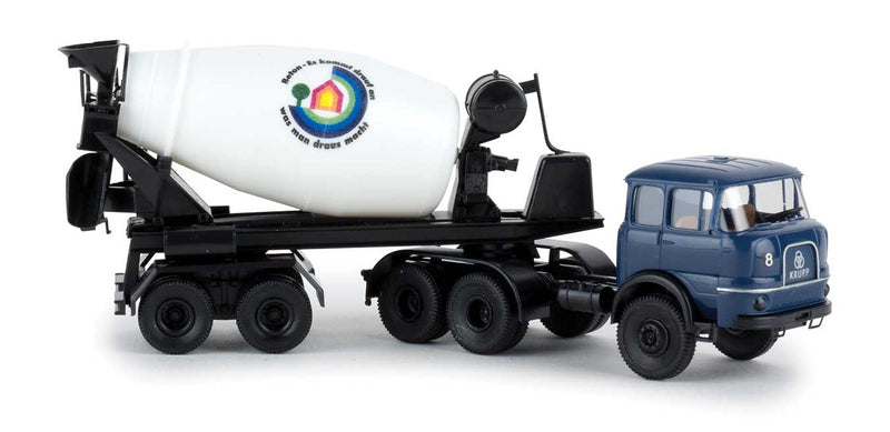 Krupp SF 380 Cement Mixer Truck - Assembled -- Beton (blue, white, black, German Lettering)