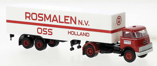 1957-1970s DAF DO 2000 Semi Tractor w/Van Trailer - Assembled -- Streng Rosmalen (red, white, Dutch Lettering)