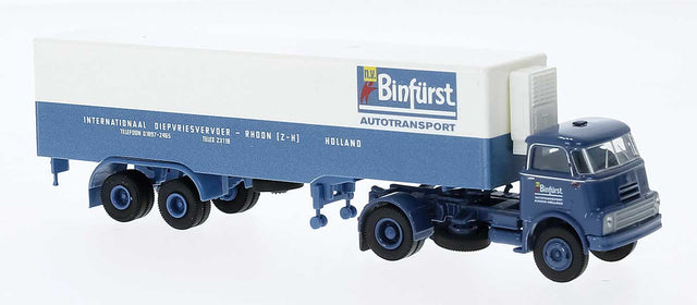 1957-1970s DAF DO 2000 Semi Tractor w/Reefer Trailer - Assembled -- Binfurst (white, blue, reg, German Lettering)