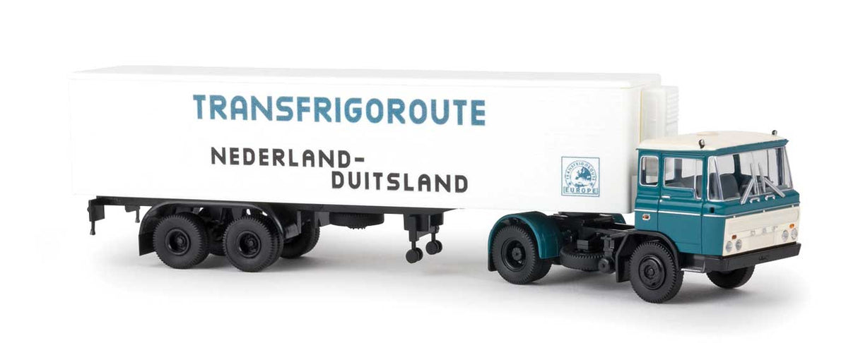 1960s DAF FT 2600 Sattelzug Semi w/Reefer Trailer - Assembled -- Transfrigoroute (blue, white, Dutch Lettering)