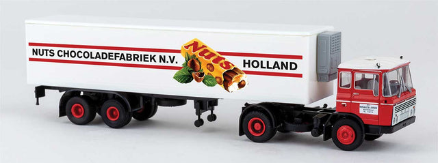 1960s DAF FT 2600 Tractor w/Reefer Trailer - Assembled -- R.S.K./Nuts (white, red, black, Dutch Lettering)
