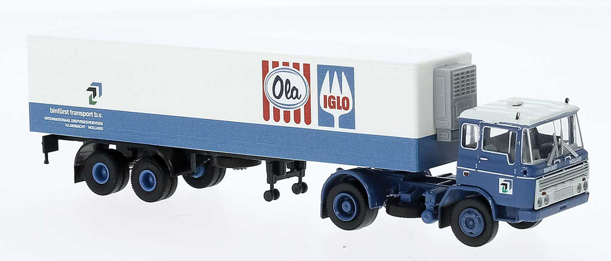 1960s DAF FT 2600 Tractor w/Reefer Trailer - Assembled -- Binfurst/Iglo (white, blue, red, Dutch Lettering)