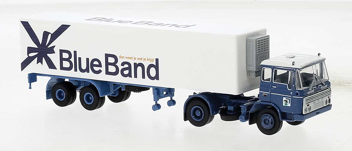 1960s DAF FT 2600 Tractor w/Reefer Trailer - Assembled -- Blue Band Binfurst (white, blue, Dutch Lettering)
