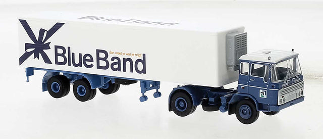 1960s DAF FT 2600 Tractor w/Reefer Trailer - Assembled -- Blue Band Binfurst (white, blue, Dutch Lettering)