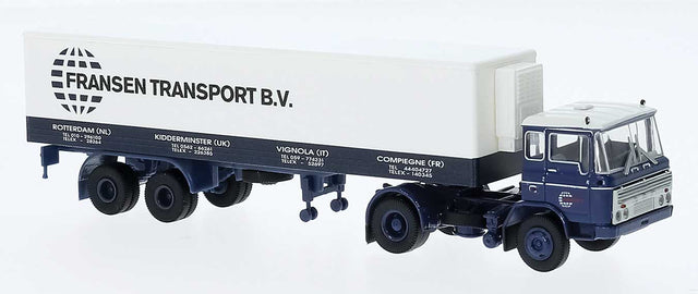 1960s DAF FT 2600 Tractor w/Reefer Trailer - Assembled -- Franzen (70 Years, blue, white, black, dutch Lettering)
