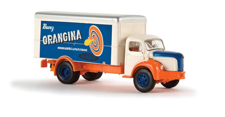 Berliet GLR 8 Box Van Delivery Truck  - Assembled -- Orangina (ivory, orange, blue, French Lettering)