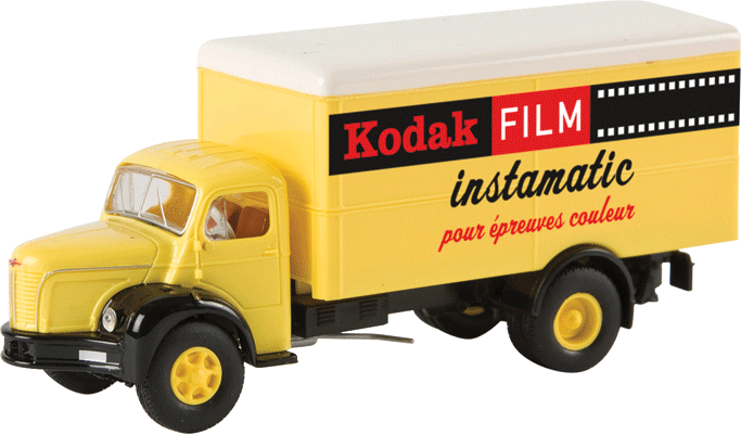 1949-1963 Berliet GLR 8 Box Body Delivery Truck - Assembled -- Kodak (yellow, red, black, French Lettering)