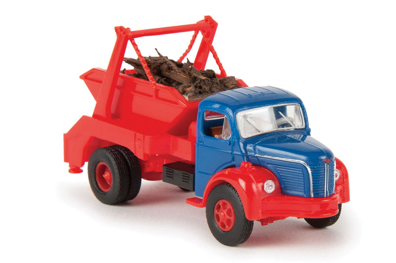 1950s Berliet TLR 8 Skip Loader w/Bin Load - Assembled -- Gray, Black