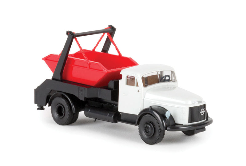 1951-1973 Volvo N88 Tractor w/Skip Container - Assembled -- White, Black, red
