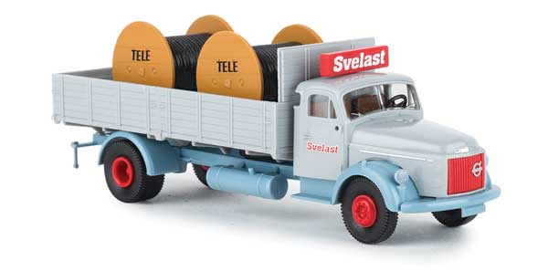1951-1973 Volvo N88 Low-Sided Truck with Trailer - Assembled -- Swedish State Railways SJ (green, black, blue, white, Norwegian Lettering)