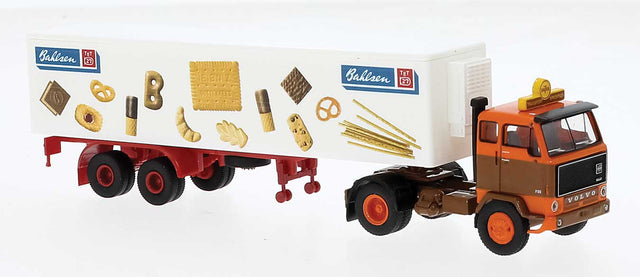 1972 Volvo F89 Tractor with Reefer Trailer - Assembled -- Bahlsen (orange, brown, white, Dutch Lettering)