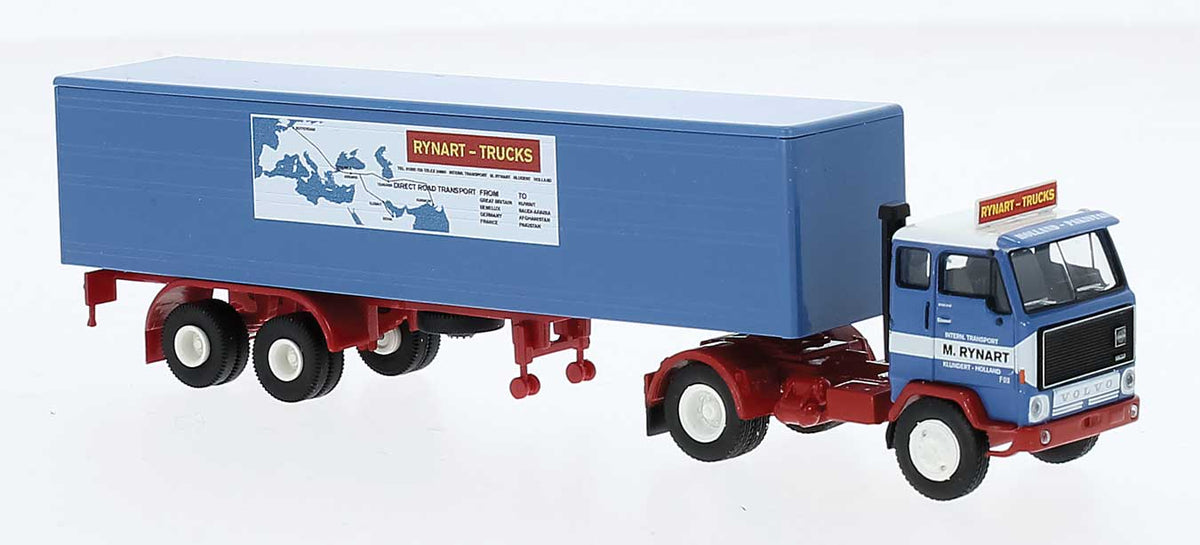 1972 Volvo F89 Tractor with Van Trailer - Assembled -- Rynart (blue, white, red, Dutch Lettering)