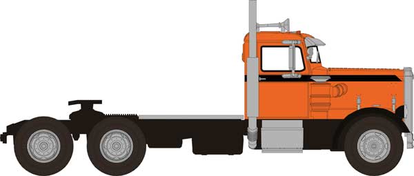 1955 Peterbilt 281 Semi Tractor Only - Assembled -- Orange, Black
