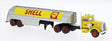 1955 Peterbilt 281 Semi Tractor with Tank Trailer - Assembled -- Shell (yellow, silver, red)