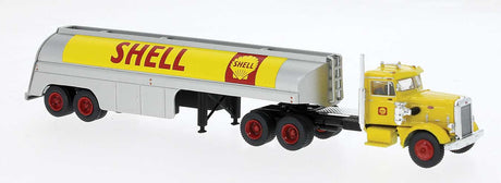 1955 Peterbilt 281 Semi Tractor with Tank Trailer - Assembled -- Shell (yellow, silver, red)