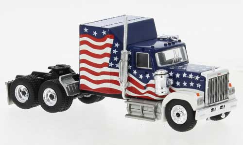 1980 GMC General Sleeper-Cab Tractor - Assembled -- Stars & Stripes (red, white, blue)