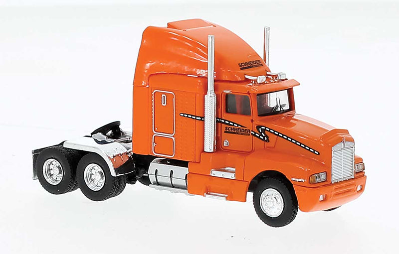 1984 Kenworth T600 Sleeper-Cab Tractor Only - Assembled -- Schneider National (orange, black)