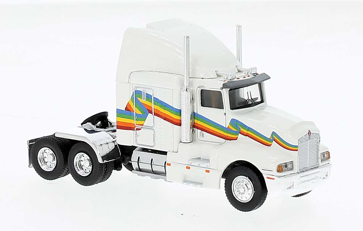1984 Kenworth T600 Sleeper-Cab Tractor Only - Assembled -- White, Rainbow