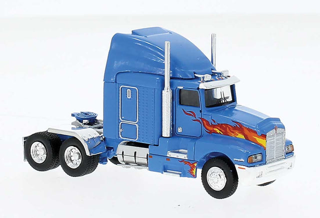 1984 Kenworth T600 Sleeper-Cab Tractor Only - Assembled -- Blue, Orange Flames