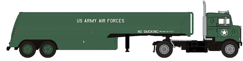 1950 Kenworth Bullnose Semi Tractor with Tank Trailer - Assembled -- US Army Air Force