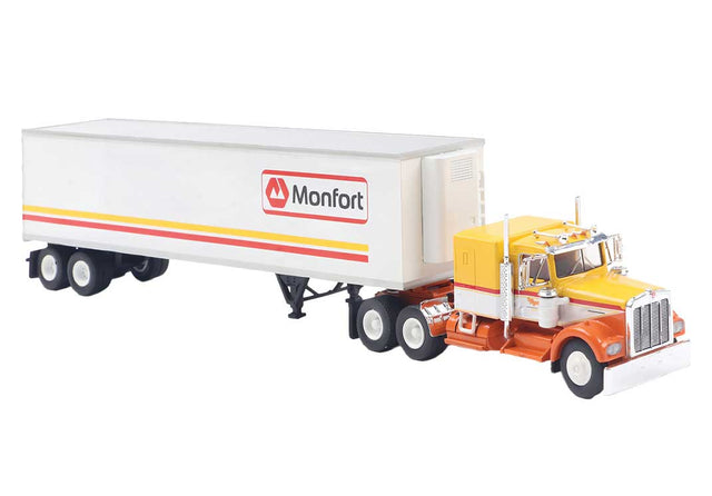 Kenworth W900 Semi Tractor w/Sleeper Cab & Van Trailer - Assembled -- New York Fire Dept. FDNY (red, white, yellow, Hazmat)