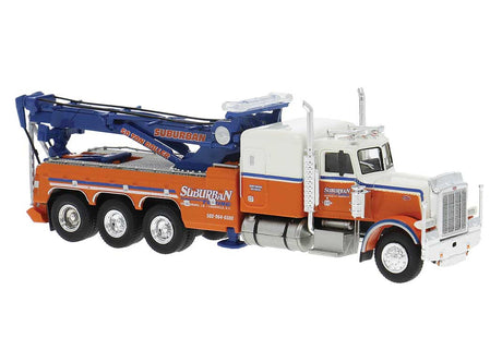 Peterbilt 359 Heavy-Duty Tow Truck - Assembled -- Suburban (orange, blue, white)
