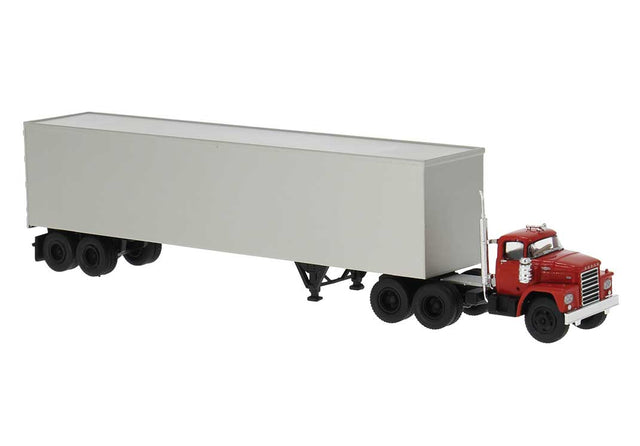 1960-1976 Dodge LCF CT900 Semi Tractor with Van Trailer - Assembled -- Red w/Gray Trailer