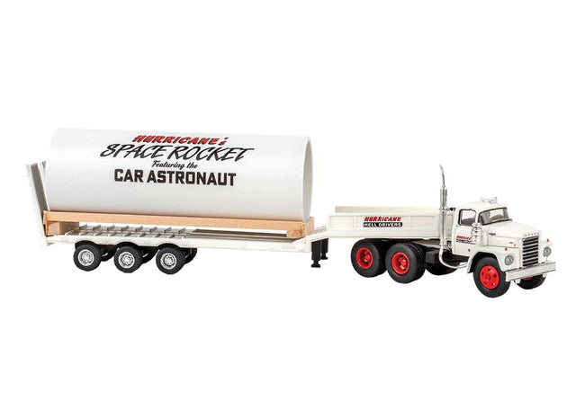 1960-1976 Dodge LCF Tractor with Rocket Trailer - Assembled -- Hurricane (white, red, black)