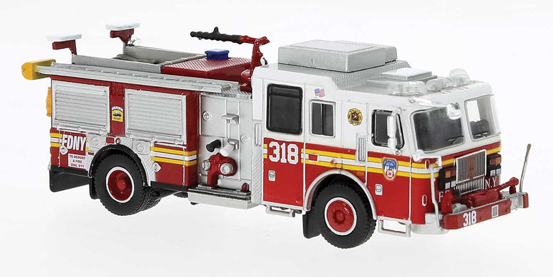 2012 Seagrave Marauder II Fire Truck - Assembed -- Fire Department of New York #318 "Brooklyn Coney Island" (red, white, yell