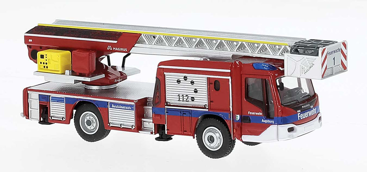 2021 Magirus M32L-AS nB Fire Ladder Truck - Assembled -- Augsburg, Germany Fire Department (red, white, blue, German Lettering)