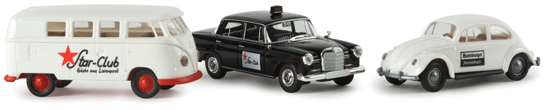 1960-1963 Volkswagen T1b U.S. Air Force 3-Vehicle Set - Assembled -- 1 Pritsche Pickup & 2 Passenger Vans (black, white & red markings)