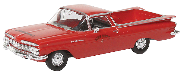 1959 Chevrolet El Camino - Assembled - Walthers Exclusive -- Fire Department #4 (red, gold, no city name)