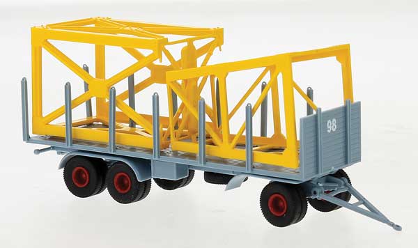 3-Axle Stake Trailer w/Load - Assembled -- #98 (blue-gray, red)