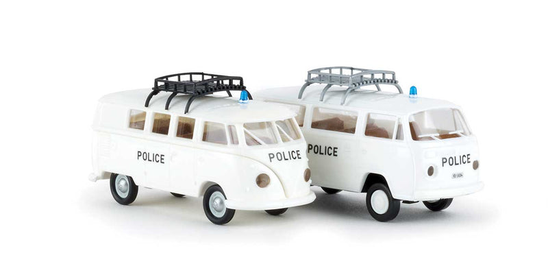 Volkswagen T3 and T1a Passenger Van Set - Assembled -- Waadt-Vaud, Switzerland, Police (white, black)