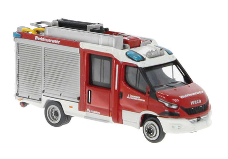 2021 Iveco Magirus Daily MLF Fire Truck - Assembled -- Werk-FW Deutz (red, silver, white, German Lettering)