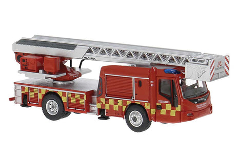 Magirus M32L-AS Fire Ladder Truck - Assembled -- Frederiksborg Brandwvaesen DK (red, white, yellow, Danish Lettering)