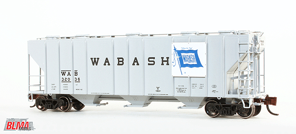 Pullman-Standard PS-2CD 4000 Cubic Foot Covered Hopper - Ready to Run -- Wabash #32010 (gray, Large Blue Flag Logo on Panel)