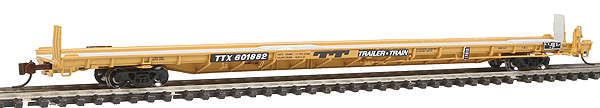 ACF F89-J 89' Flatcar - Ready to Run -- Trailer Train TTX #601882 (yellow, black)