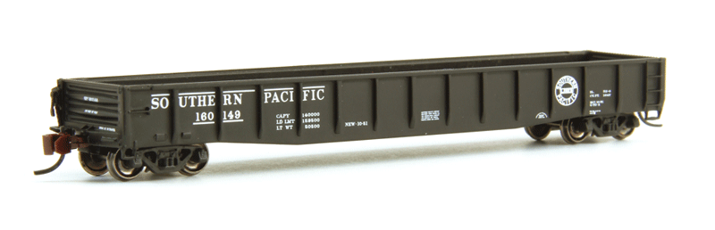 ACF 70-Ton 52' Drop-End Gondola - Ready to Run -- Southern Pacific #160149 (Early Scheme, black, Lines Logo)
