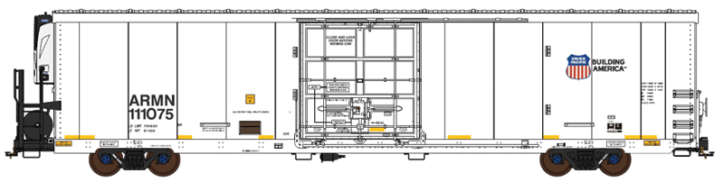 TrinityRail(R) 64' Modern Reefer w/Carrier Reefer Unit - Ready to Run -- Union Pacific ARMN #111006 (white, blue, Building America Logo)-1